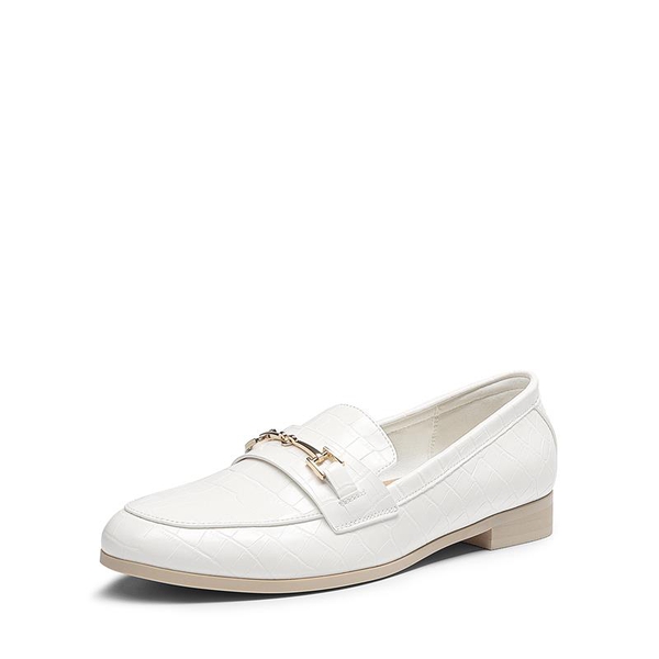 Chic Metallic Detail Loafers - WHITE STONE -  0
